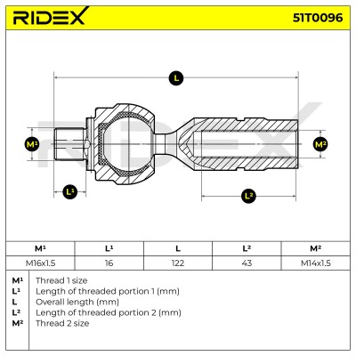Tie Rod Assembly RIDEX 51T0096 51T0096 - photo 6