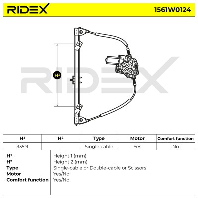 Window Regulator RIDEX 1561W0124 1561W0124 - photo 5