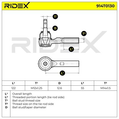 Tie Rod End RIDEX 914T0130 914T0130 - photo 3