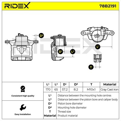 Brake Caliper RIDEX 78B2191 78B2191 - photo 3