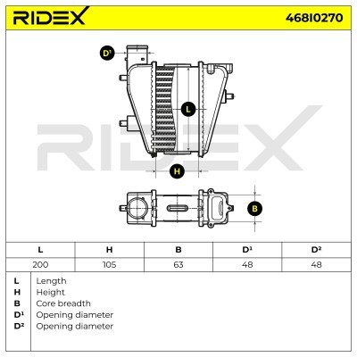 Intercooler, Charger RIDEX 468I0270 468I0270 - photo 5