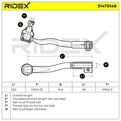 Tie Rod End RIDEX 914T0148 914T0148 - photo 3