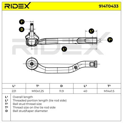 Tie Rod End RIDEX 914T0433 914T0433 - photo 10