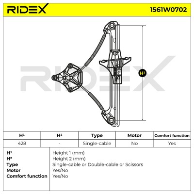 Window Regulator RIDEX 1561W0702 1561W0702 - photo 5