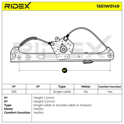Window Regulator RIDEX 1561W0149 1561W0149 - photo 7
