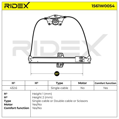 Window Regulator RIDEX 1561W0054 1561W0054 - photo 6