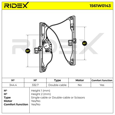 Window Regulator RIDEX 1561W0143 1561W0143 - photo 8