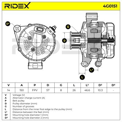 Alternator RIDEX 4G0151 4G0151 - photo 6