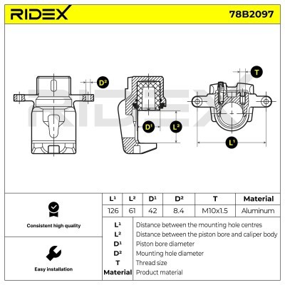 Brake Caliper RIDEX 78B2097 78B2097 - photo 3