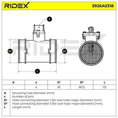 Air Mass Sensor RIDEX 3926A0318 3926A0318 - photo 7