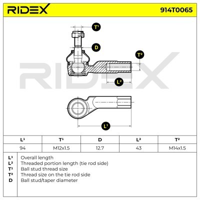 Tie Rod End RIDEX 914T0065 914T0065 - photo 5