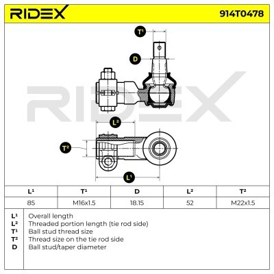 Tie Rod End RIDEX 914T0478 914T0478 - photo 6
