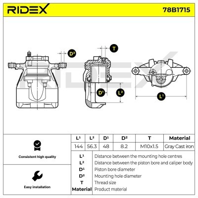Brake Caliper RIDEX 78B1715 78B1715 - photo 3