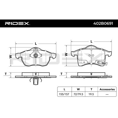Brake Pads Set RIDEX 402B0691 402B0691 - photo 2