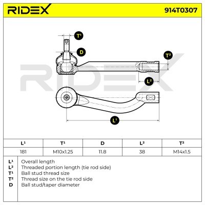 Tie Rod End RIDEX 914T0307 914T0307 - photo 5