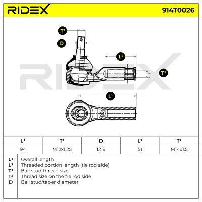 Tie Rod End RIDEX 914T0026 914T0026 - photo 5