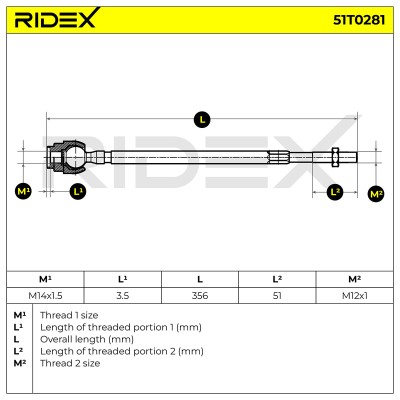 Tie Rod Assembly RIDEX 51T0281 51T0281 - photo 5