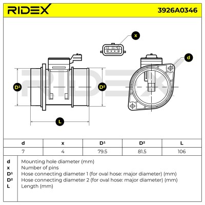 Air Mass Sensor RIDEX 3926A0346 3926A0346 - photo 7