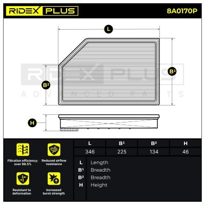Air Filter RIDEX 8A0170P 8A0170P - photo 7