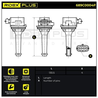 Ignition Coil RIDEX 689C0004P 689C0004P - photo 3