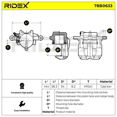 Brake Caliper RIDEX 78B0633 78B0633 - photo 6