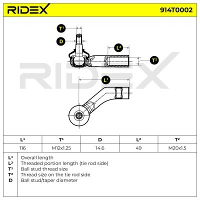 Tie Rod End RIDEX 914T0002 914T0002 - photo 6