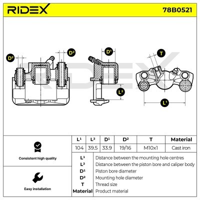 Brake Caliper RIDEX 78B0521 78B0521 - photo 6