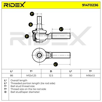 Tie Rod End RIDEX 914T0236 914T0236 - photo 6