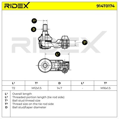 Tie Rod End RIDEX 914T0174 914T0174 - photo 5