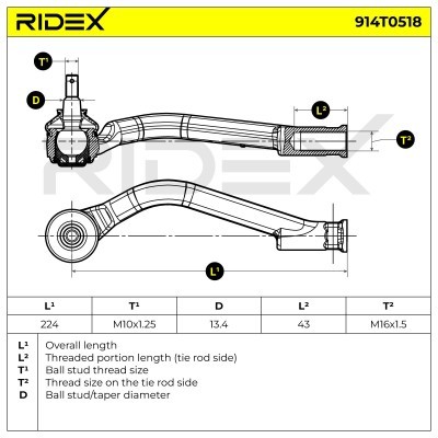 Tie Rod End RIDEX 914T0518 914T0518 - photo 10