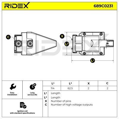 Ignition Coil RIDEX 689C0231 689C0231 - photo 2