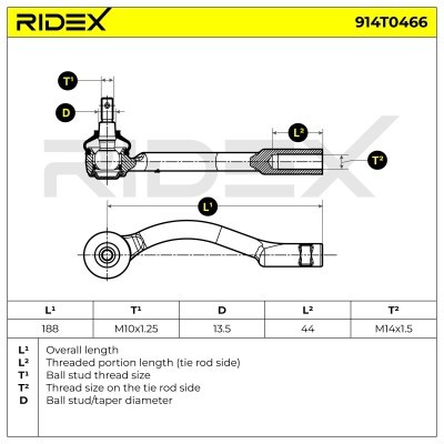Tie Rod End RIDEX 914T0466 914T0466 - photo 6