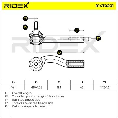 Tie Rod End RIDEX 914T0201 914T0201 - photo 5