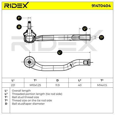 Tie Rod End RIDEX 914T0404 914T0404 - photo 6