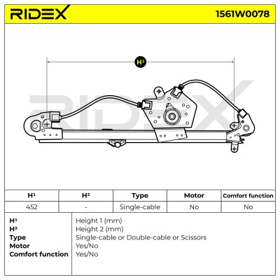 Window Regulator RIDEX 1561W0078 1561W0078 - photo 7