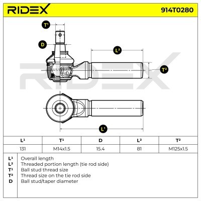 Tie Rod End RIDEX 914T0280 914T0280 - photo 5