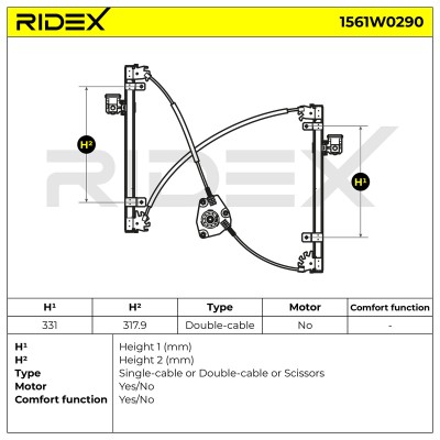 Window Regulator RIDEX 1561W0290 1561W0290 - photo 7