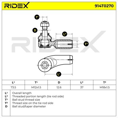Tie Rod End RIDEX 914T0270 914T0270 - photo 5