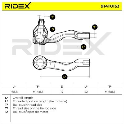 Tie Rod End RIDEX 914T0153 914T0153 - photo 5