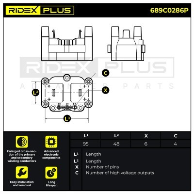 Ignition Coil RIDEX 689C0286P 689C0286P - photo 2
