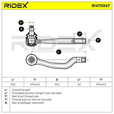 Tie Rod End RIDEX 914T0347 914T0347 - photo 5