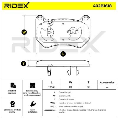 Brake Pads Set RIDEX 402B1618 402B1618 - photo 6