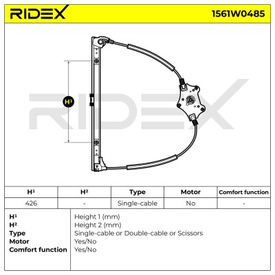 Window Regulator RIDEX 1561W0485 1561W0485 - photo 5