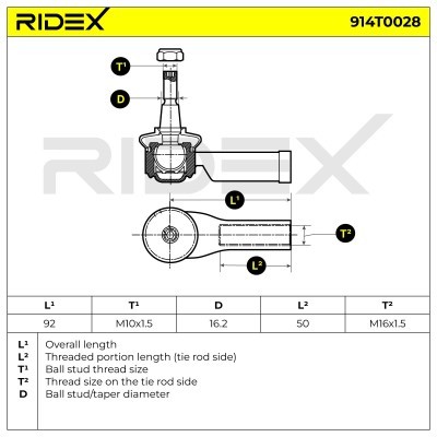 Tie Rod End RIDEX 914T0028 914T0028 - photo 3
