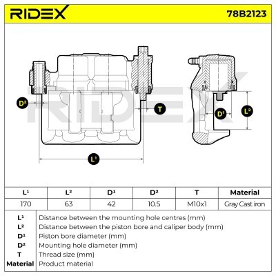 Brake Caliper RIDEX 78B2123 78B2123 - photo 7