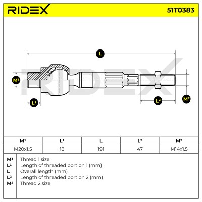 Tie Rod Assembly RIDEX 51T0383 51T0383 - photo 7
