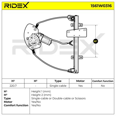 Window Regulator RIDEX 1561W0316 1561W0316 - photo 6