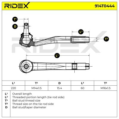 Tie Rod End RIDEX 914T0444 914T0444 - photo 6