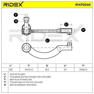 Tie Rod End RIDEX 914T0240 914T0240 - photo 7