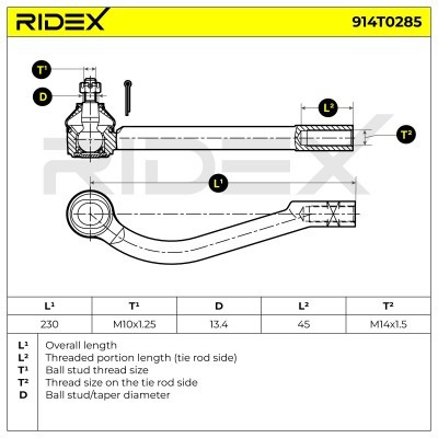 Tie Rod End RIDEX 914T0285 914T0285 - photo 5